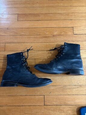 FRYE Paige Black Lace-Up Leather Combat Boots size 7